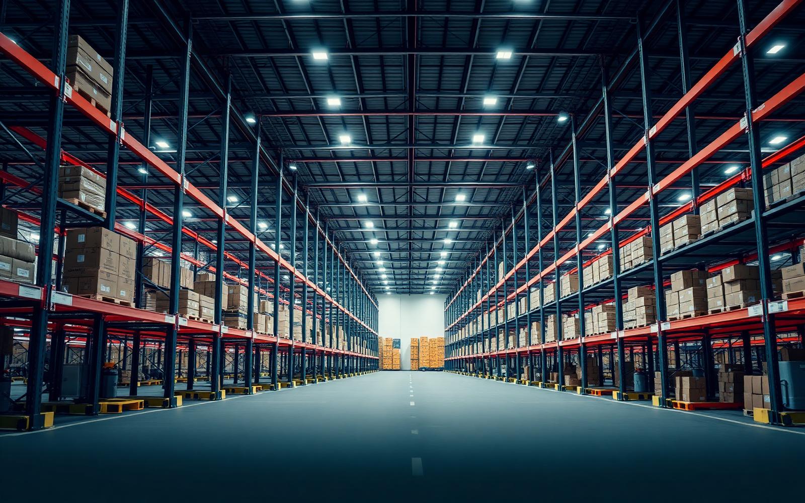 Organised distribution centre racking